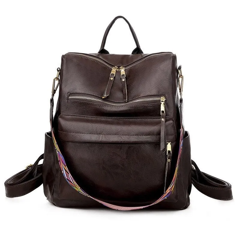 PU Leather Large Capacity Casual Women Backpacks