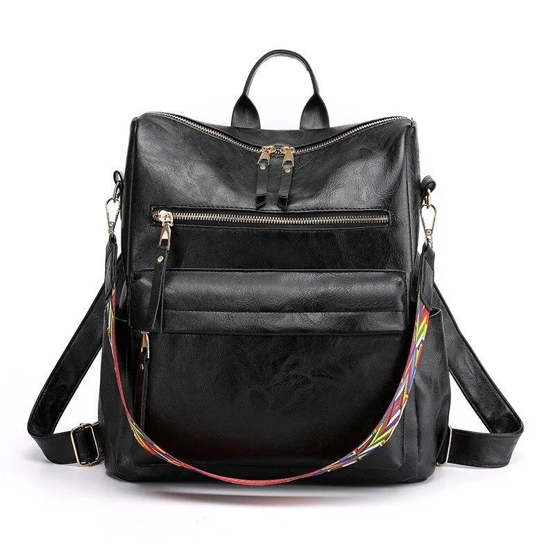 PU Leather Large Capacity Casual Women Backpacks