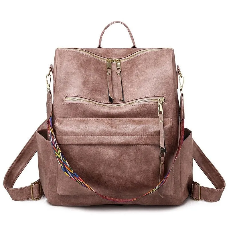 PU Leather Large Capacity Casual Women Backpacks