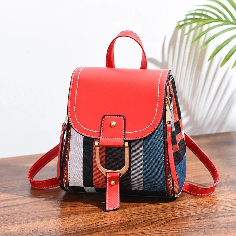 PU Leather Retro Splice School Bags For Girls