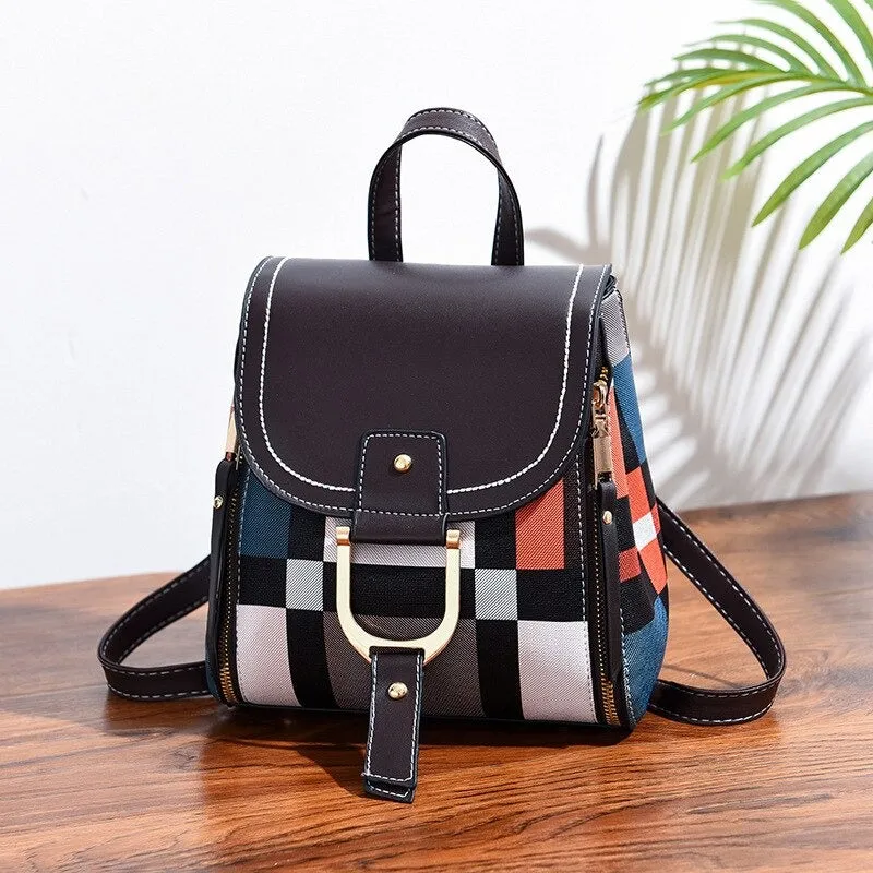 PU Leather Retro Splice School Bags For Girls