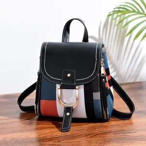 PU Leather Retro Splice School Bags For Girls