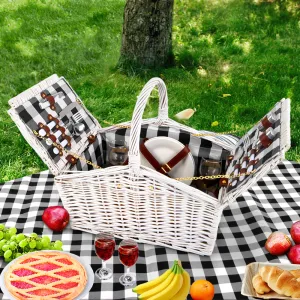 Quality Willow Picnic Basket Set with Blanket for 2 - Alfresco