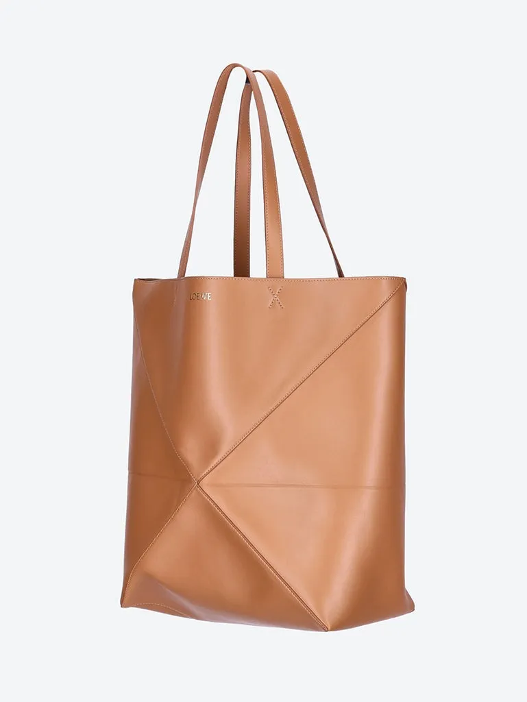 Shiny leather puzzle fold tote xl