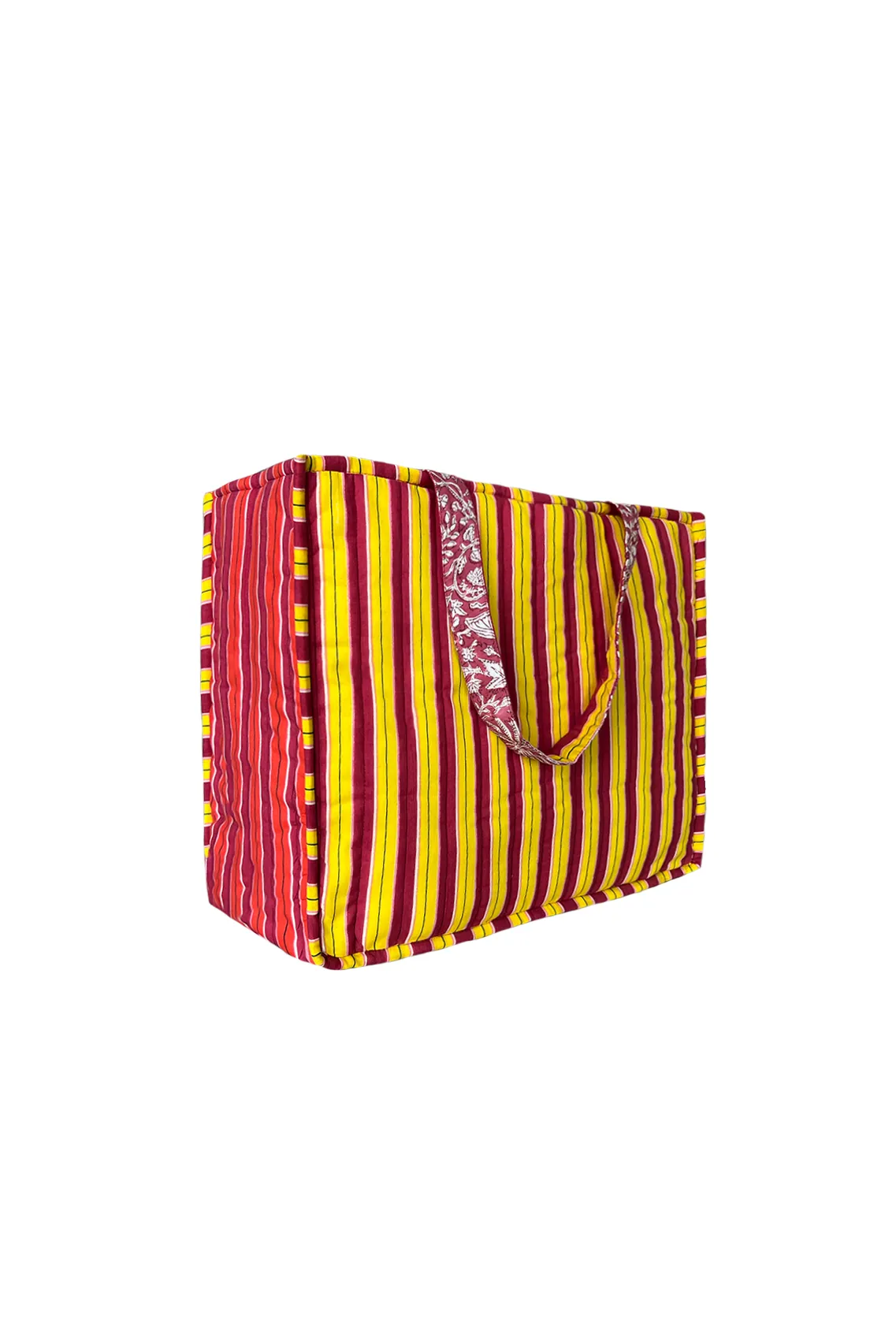 Striped Quilted Tote Bag (Yellow & Red)