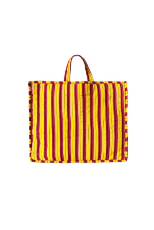 Striped Quilted Tote Bag (Yellow & Red)