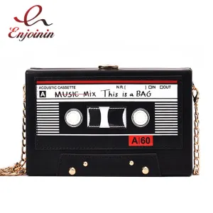 Tape Design Box Style Ladies Casual Clutch Chain handbag for Women.