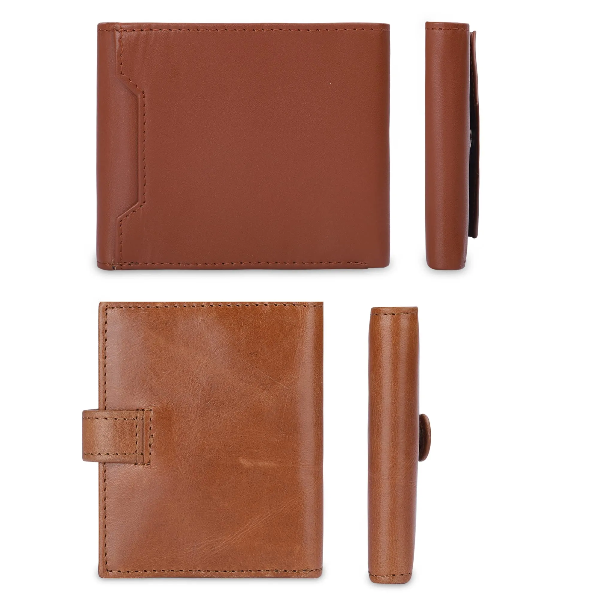 THE CLOWNFISH Combo of 2 RFID Protected Genuine Leather Wallet for Men with Multiple Card Slots (Tan)