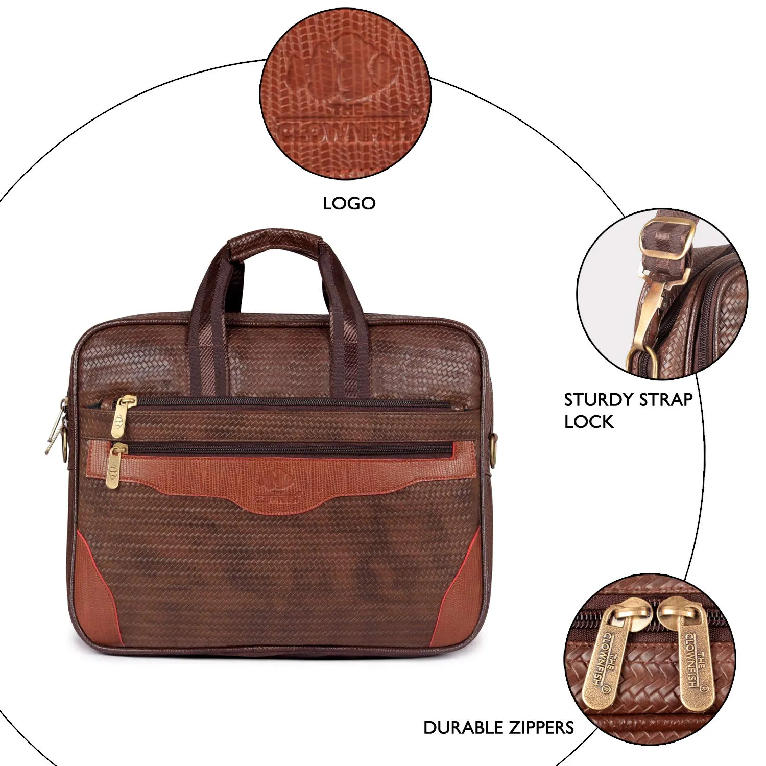 The Clownfish Mat Series 15.6 inch Laptop Briefcase (Chestnut Brown)