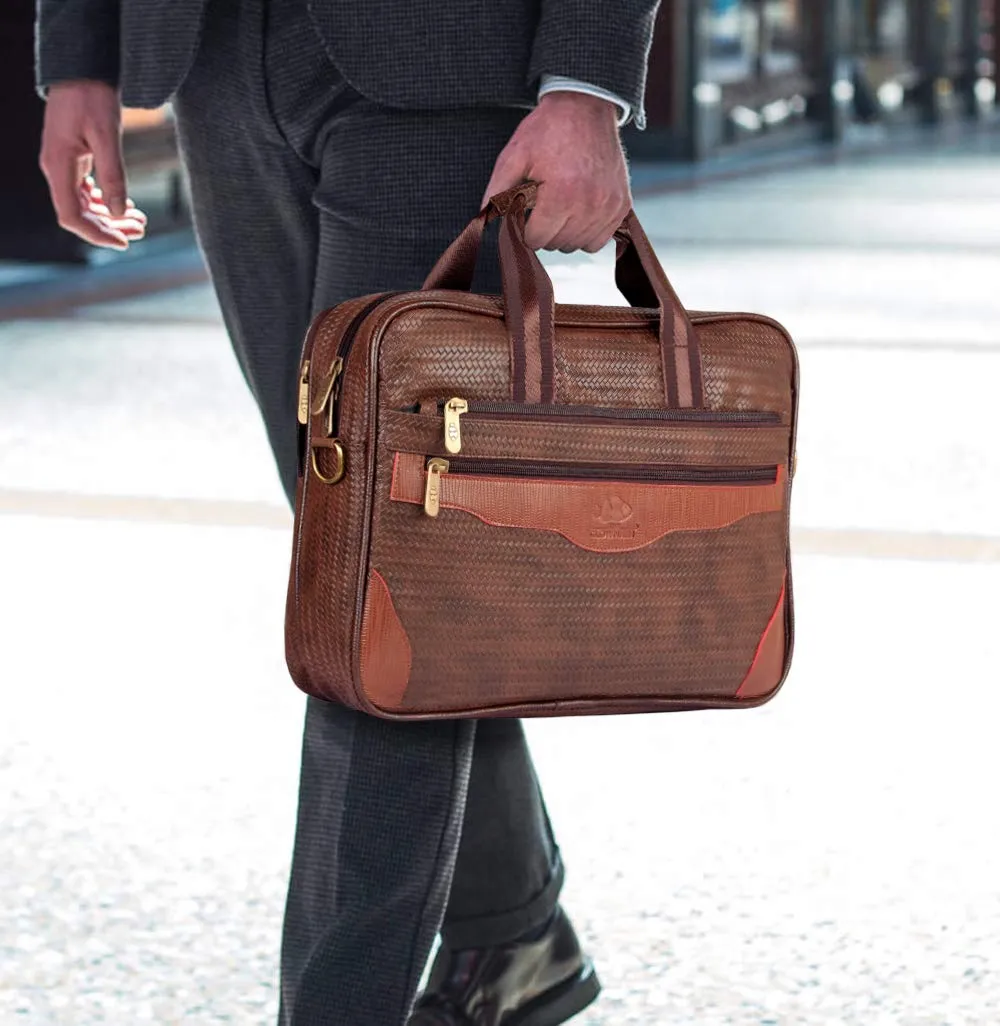 The Clownfish Mat Series 15.6 inch Laptop Briefcase (Chestnut Brown)