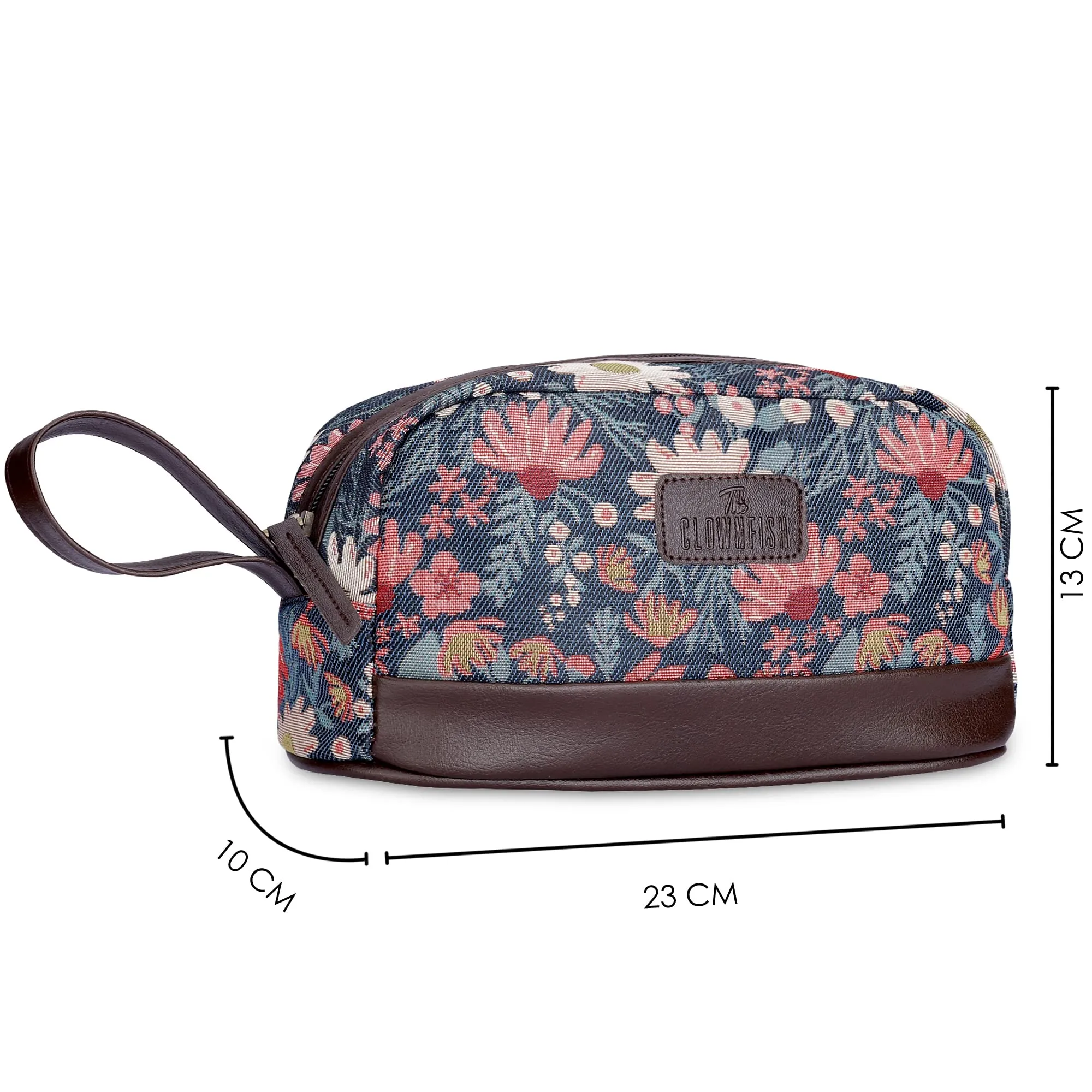 THE CLOWNFISH Men & Women Travel Pouch Toiletry Bag Shaving Kit Bag Toiletry Cosmetic Bag Travel Kit Travel Pouch Travel Kit Jolly Series (Purple-Floral), 10 Centimeters, Standard