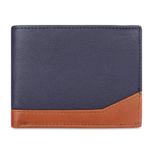 THE CLOWNFISH RFID Protected Genuine Leather Bi-Fold Wallet for Men with Multiple Card Slots & Coin Pocket (Blue)