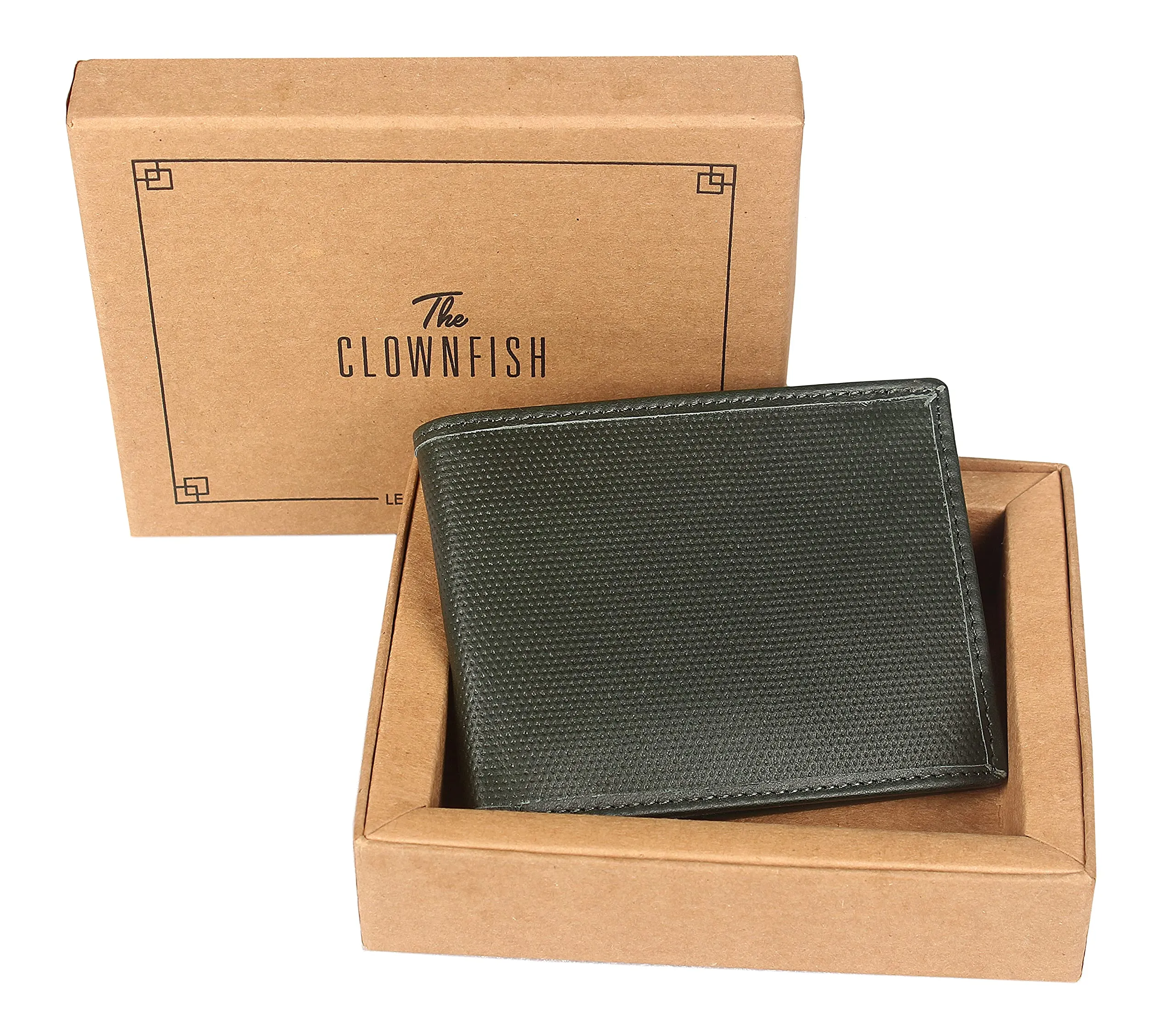 THE CLOWNFISH RFID Protected Genuine Leather Bi-Fold Wallet for Men with Multiple Card Slots & Coin Pocket (Green)