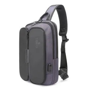 THE CLOWNFISH Stylish Anti Theft Chest Bag Crossbody Messenger Sling Bag One Side Bag Hiking Bags Shoulder Bag Cycling Bag Cross Bag Fits Upto 7.9 inches iPad Bag with USB Port for Men and Women Grey