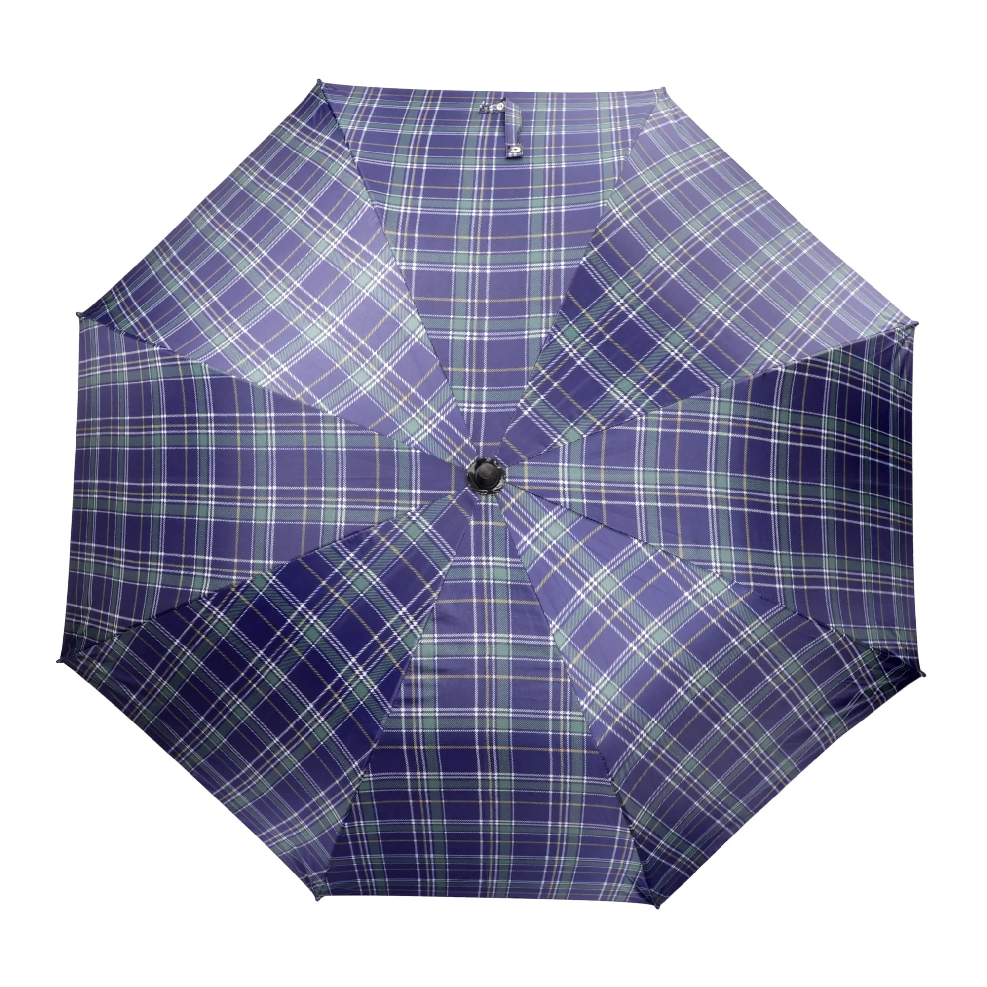 THE CLOWNFISH Umbrella Crescenta Series Single Fold Auto Open J- shape Handle Waterproof Taffeta Polyester 190 T Umbrellas For Men and Women (Checks Design-Violet)