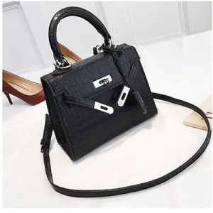 Top Handle Texture Alligator Leather Handbags