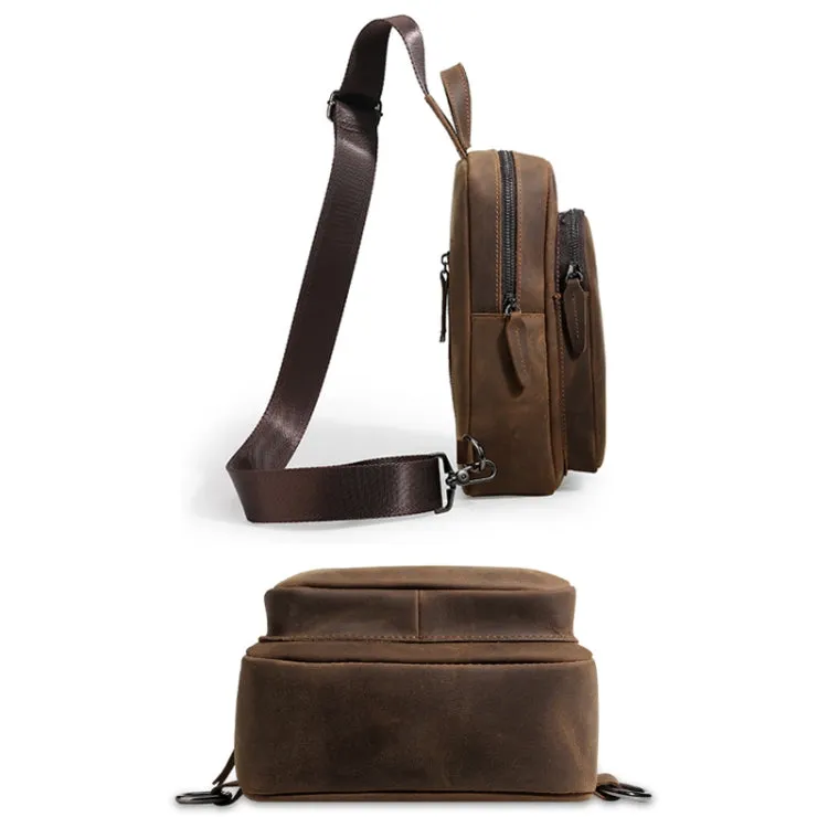 TP-6021 Men Vintage Leather Travel Messenger Bag(Coffee)