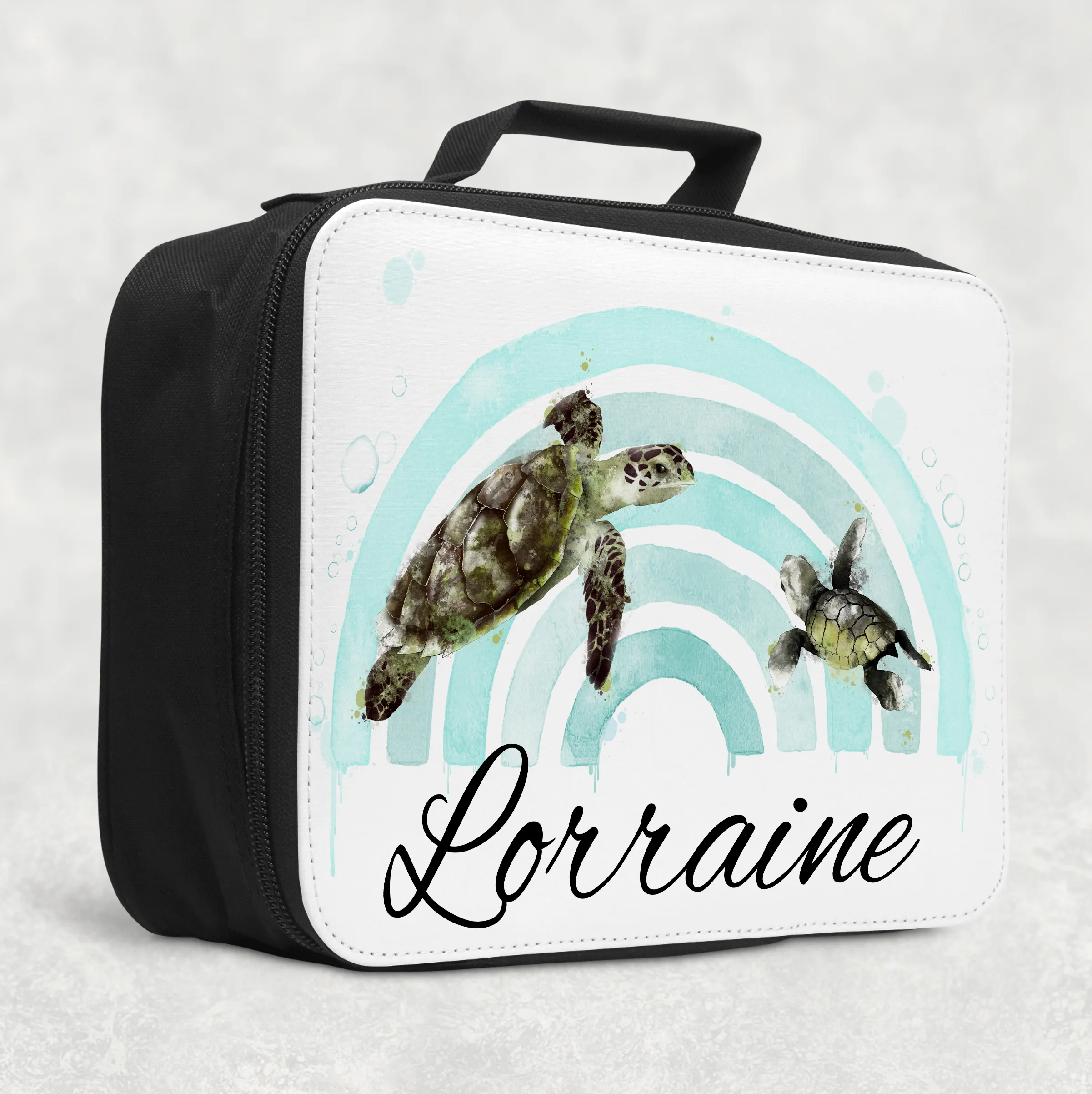 Turtle Rainbow Personalised Insulated Lunch Bag