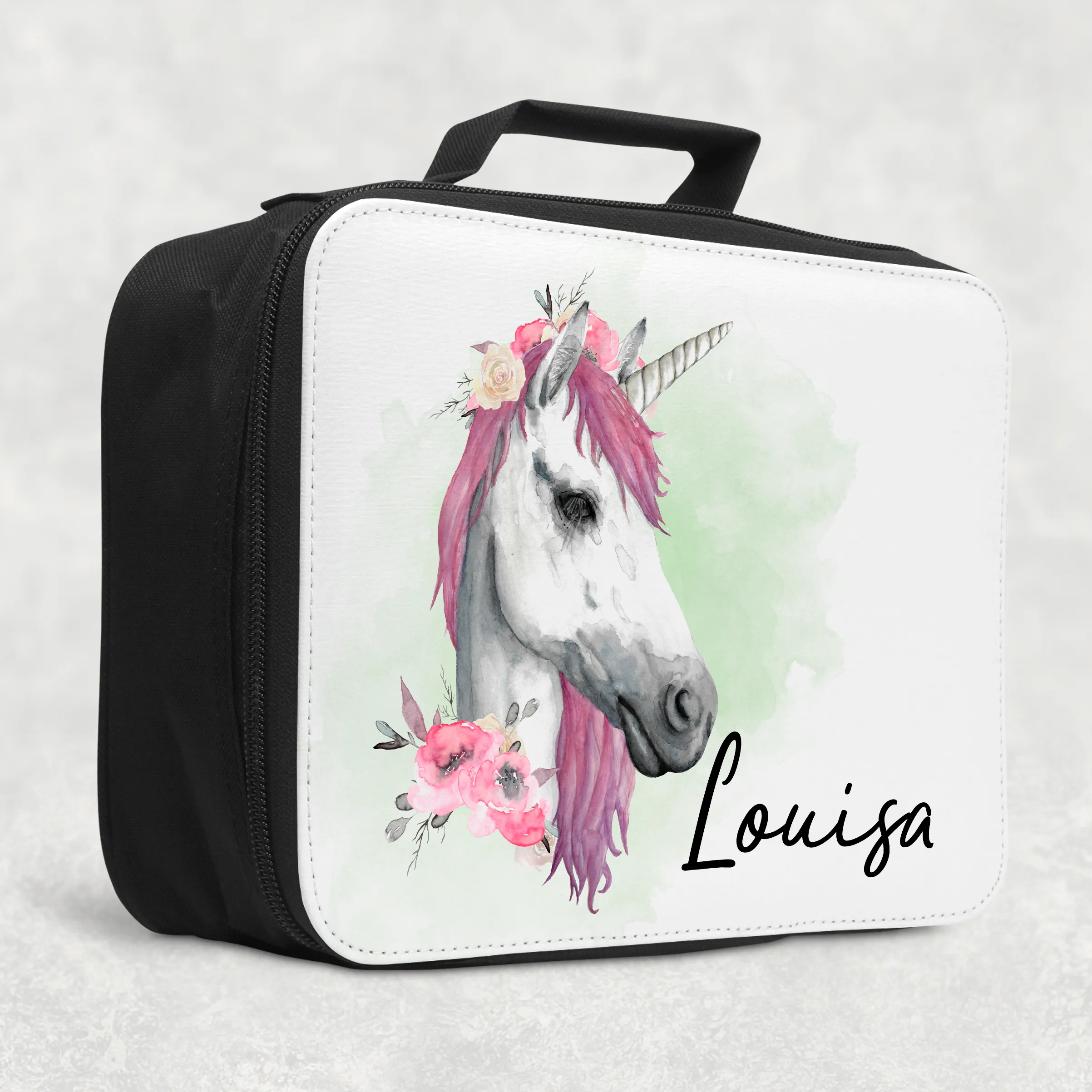 Unicorn Watercolour Personalised Insulated Lunch Bag