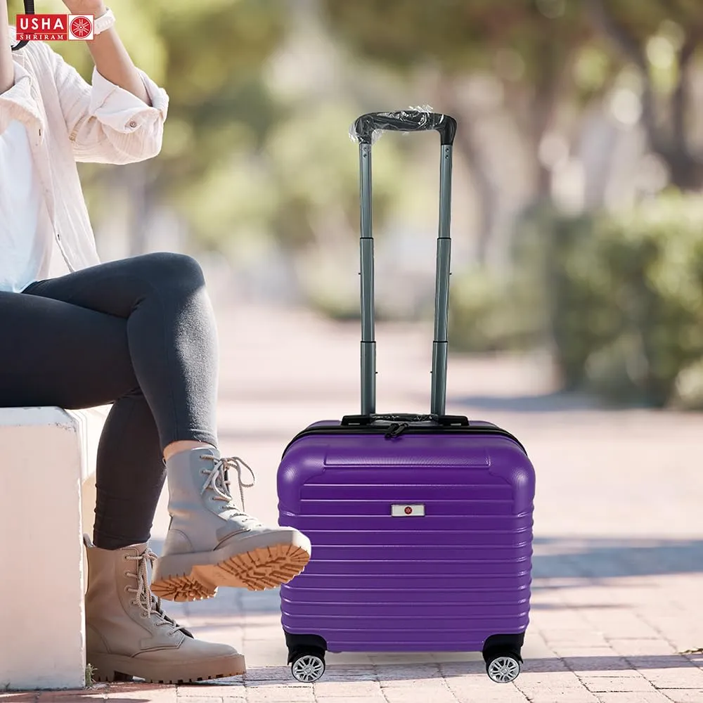 USHA SHRIRAM ABS (16 inch) Luggage Bag for Kids| Trolley Suitcase for Travel |Small Travel Luggage for Men Women |360 Degree Wheel | Travel Bags for Luggage Trolley | Carry On Suitcase (Purple)