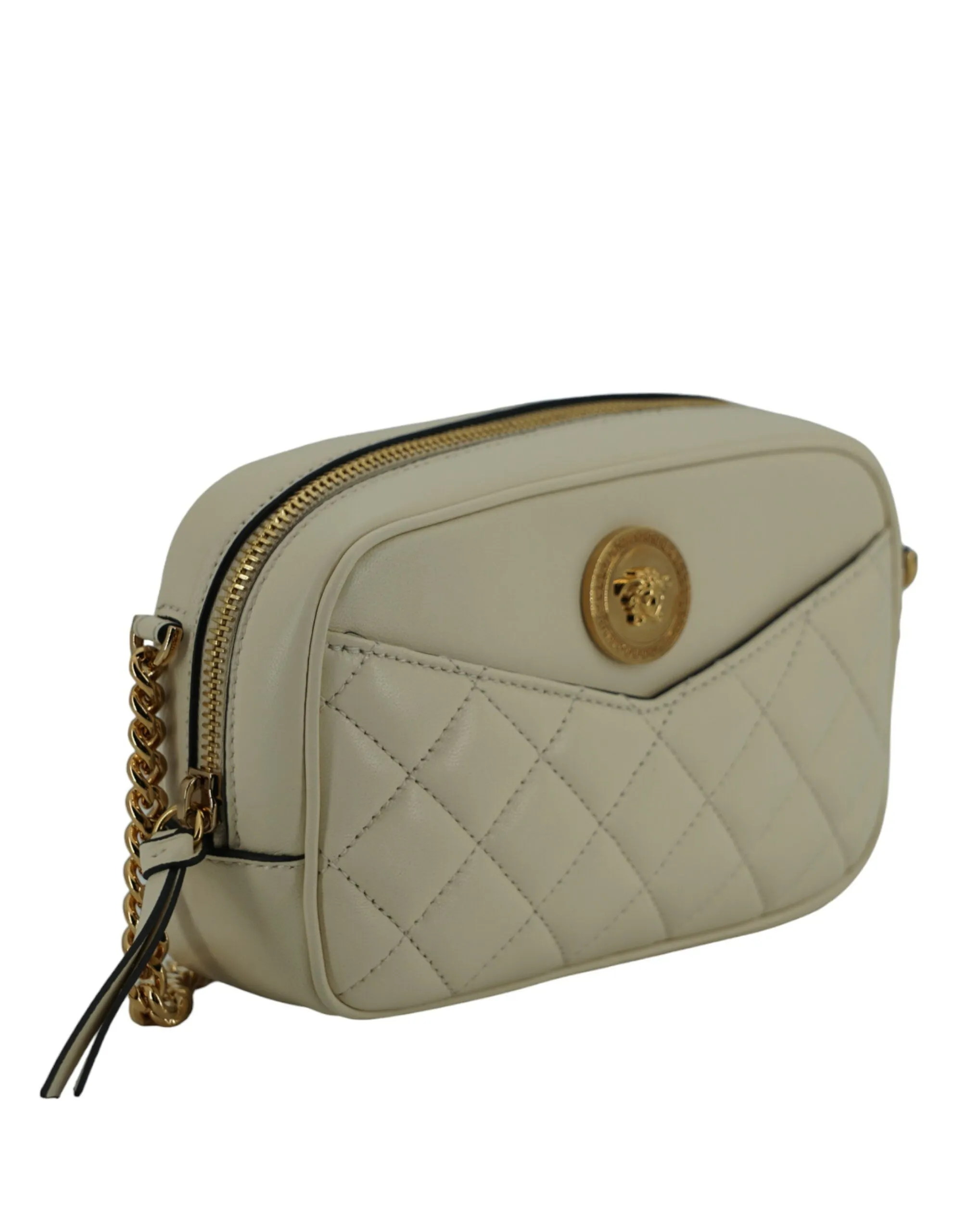 Versace Medusa Creme White & Silver Camera Crossbody Bag