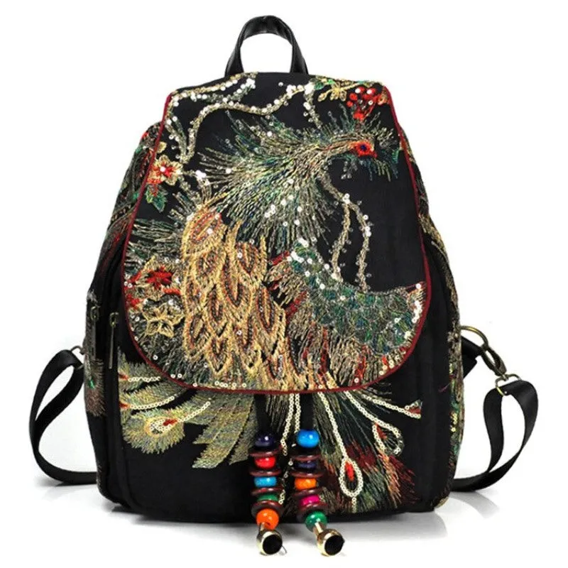 Vintage Embroidery Retro Backpack For Women