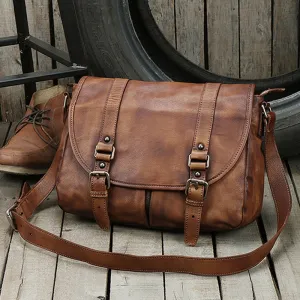 Vintage Genuine Leather Messenger Bag for men