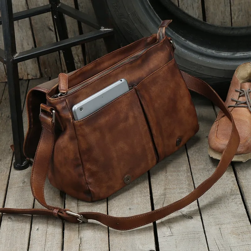 Vintage Genuine Leather Messenger Bag for men