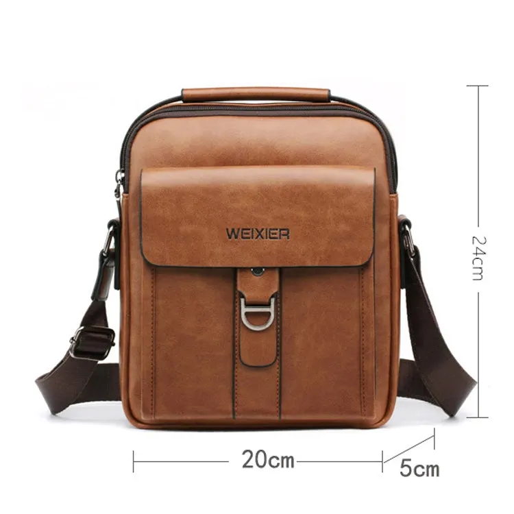 WEIXIER 8606 Men Outdoor Small Messenger Bags Leisure Sports Shoulder Bags(Dark Brown)