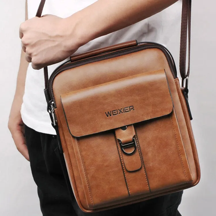 WEIXIER 8606 Men Outdoor Small Messenger Bags Leisure Sports Shoulder Bags(Dark Brown)