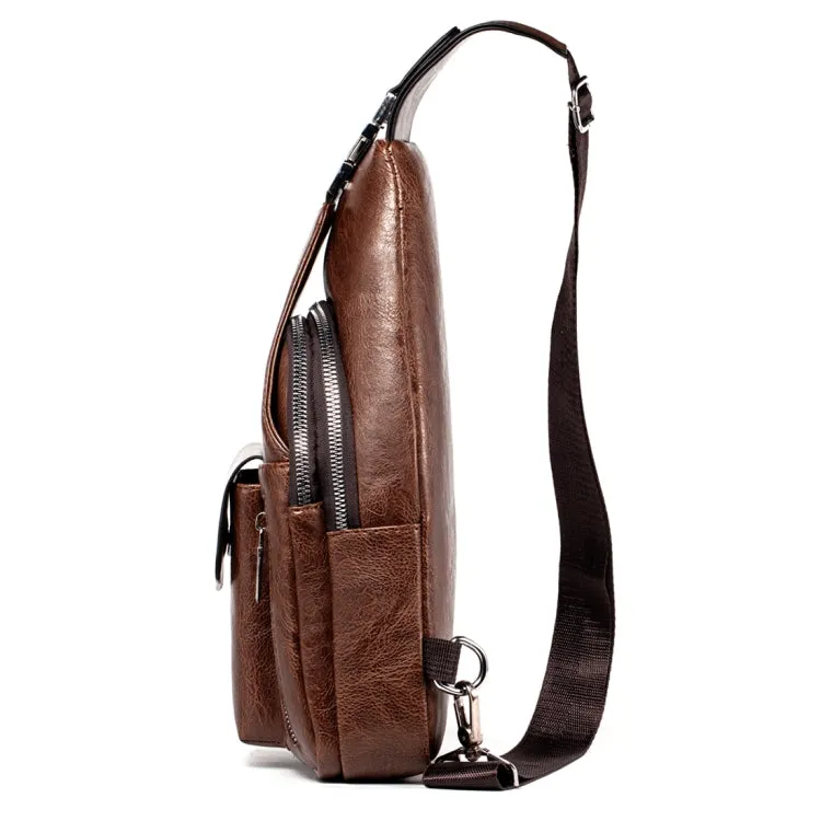 WEIXIER 9525 Men Leisure Style PU Leather Single Shoulder Crossbody Bag (Dark Brown)