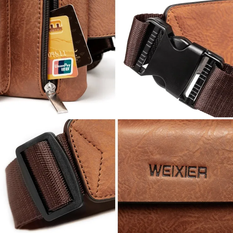 WEIXIER 9526 Men Leisure Style PU Leather Single Shoulder Crossbody Bag Waist Pack (Black)