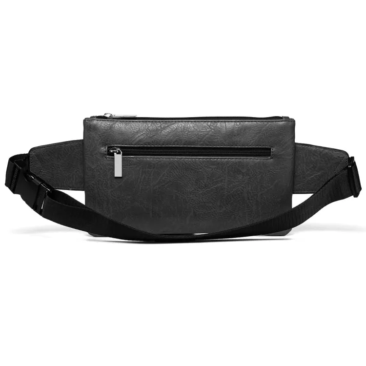 WEIXIER 9526 Men Leisure Style PU Leather Single Shoulder Crossbody Bag Waist Pack (Black)