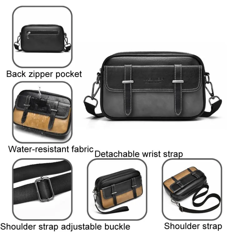 WEIXIER D408 Large Capacity Waterproof Wear-resistant Shoulder Crossbody Bag Casual Men Small Bag(Black)