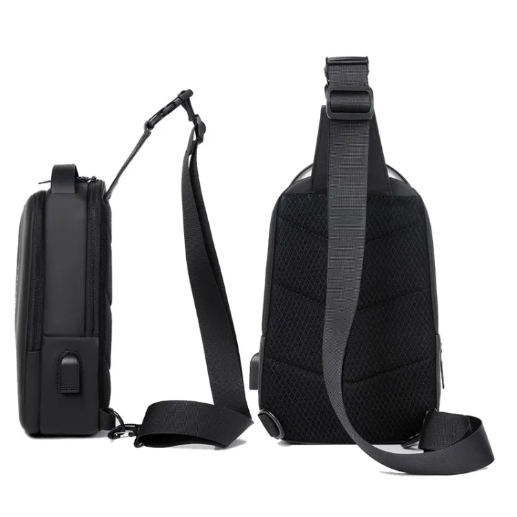 WEIXIER  X313 Men Chest Bag Crossbody Casual Small Bag Shoulder Bag External USB Port(Black)