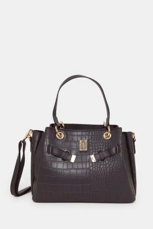 Women Textured Black Day Bag